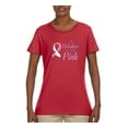 thumbnail image 2 of In October We Wear Pink Awareness Womens Graphic T-Shirt, Red, X-Large, 2 of 3