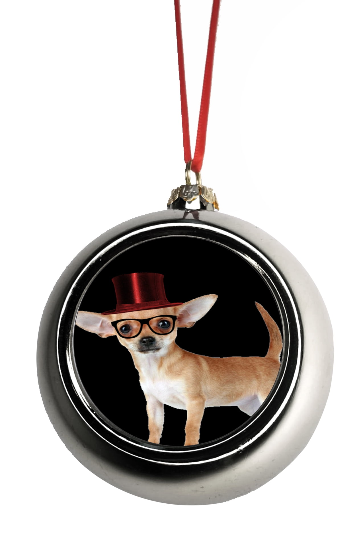 Gift Tag Dog Chihuahua Christmas Tree Bauble Birthday Tag Christmas Gold