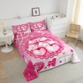 thumbnail image 4 of Pink Cherry Bowknot Comforter Set King Size,Bowknot Diamond Star Love Heart Bedding Set,Women Room Decor,Bow Tie Dots Princess Down Comforter,Romantic Chic Duvet Insert,2 Pillowcases, 4 of 7