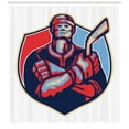 thumbnail image 3 of Ambesonne Hockey Shower Curtain, Player Holding Stick, 69"Wx75"L, Dark Coral Pale Blue, 3 of 3