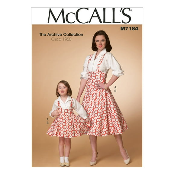 McCalls Lady & Girls Sewing Pattern 7184 Vintage Style Blouse & Dress