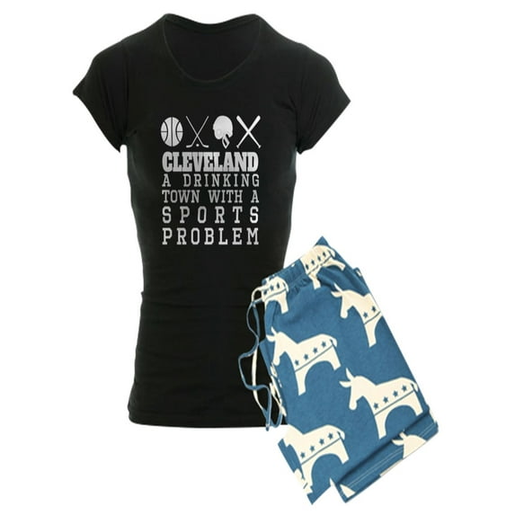 CafePress - Cleveland Drinking Town Sports Problem Pajamas - Women's Dark Pajamas