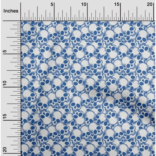 oneOone Velvet White Fabric Skull Craft Projects Decor Fabric Printed By The Yard 58 Inch Wide