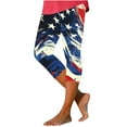 thumbnail image 2 of DDAPJ pyju 4th of July American Flag Leggings for Women Butt Lift Elastic Waist Yoga Pants Summer Casual Capri Pants 70% off Clearance Sale Navy XXL, 2 of 5