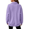 thumbnail image 5 of Lumtrix Womens Oversized Sweatshirts V Neck Henley Turtle Neck Long Sleeve Button Fleece Pullover, Casual Teen Girls Y2K , Fall Winter Fashion Purple S, 5 of 7