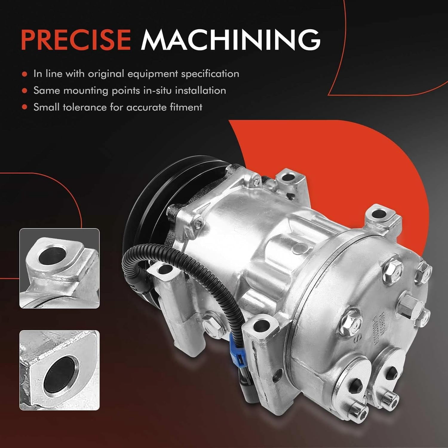 A-Premium Air Conditioner AC Compressor with Clutch Compatible with Volvo ACL, VN/VNL/VNM, WC/WG/WH/WI, White/GMC, ACL, J9C0, WAH WCA WG, WHL WHM, WIA WIL WIM