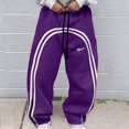 thumbnail image 2 of Zszcpp Men Work Pants Retro Street Arc Printed Stripes Long Loose Straight Leg Sports Sweat Lounge Trousers Casual Trouser, 2 of 8