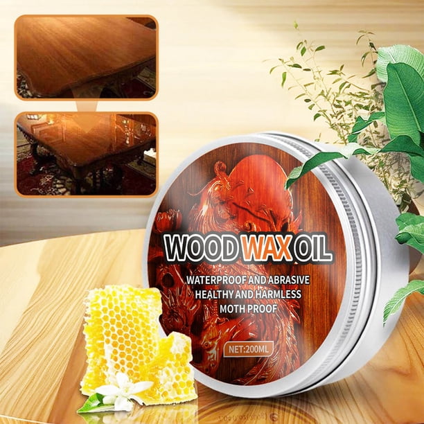 Aceite de cera para madera impermeable | Protector de muebles de madera maciza a base de cera de abejas | Acabado anticorrosivo de penetración profunda | Capa brillante de secado rápido | Restaura