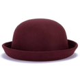 thumbnail image 1 of Trendy Women Solid Color Bowler Derby Wool Felt Hat, 1 of 5