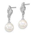 thumbnail image 2 of Sterling S Majestik Rh-pl 10-11mm Wht Imitat Shell Pearl & CZ Dangle Earrin; for Adults and Teens; for Women and Men, 2 of 3