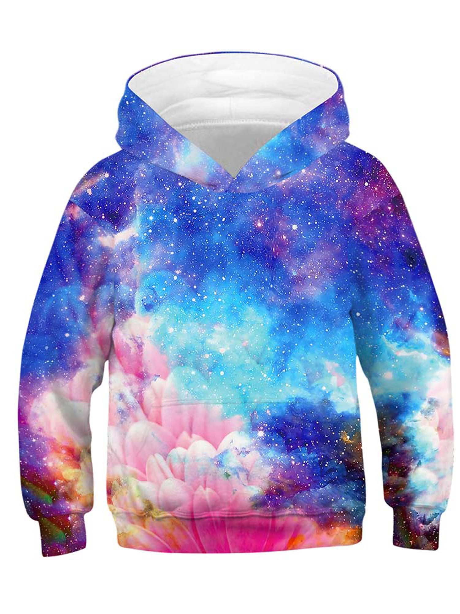 Kids Boys Girls Galaxy Print Hoodie Sweatshirt Pullover Jumper Hooded Coat Tops 