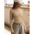 thumbnail image 6 of Mesh Long Sleeve Top for Women, Lace Sheer Tops See Through Mock Neck Floral Embroidery Sheer Blouce Shirt XL, 6 of 8