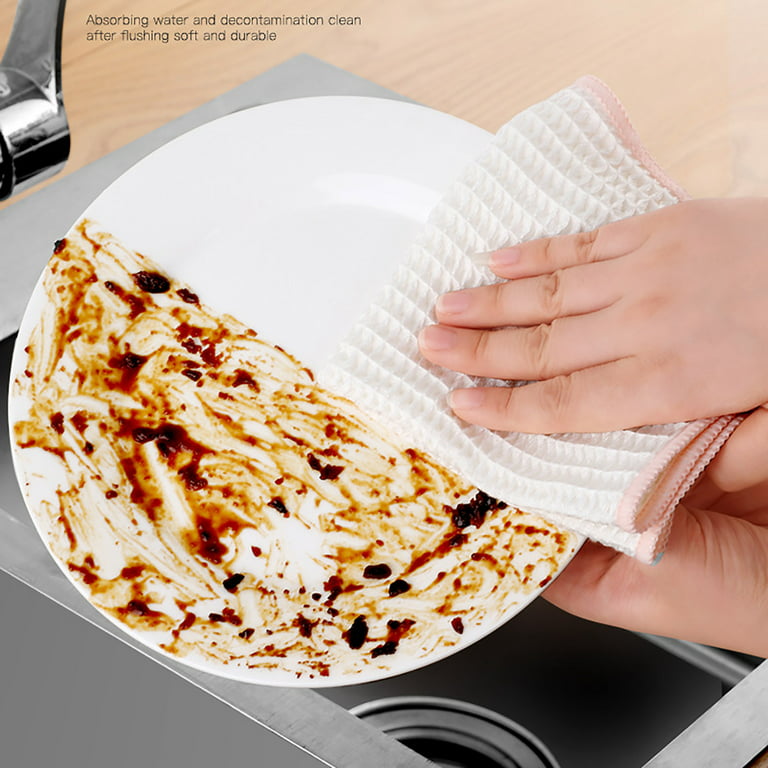 5-10Pcs Absorbent Kitchen Towels Soft Microfiber Cleaning Cloths Non-stick  Oil Dish Cloth Rags For Kitchen Household Dish Towel