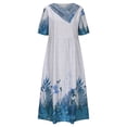 thumbnail image 4 of Robes de Soirée Mode Femmes Décontractées Aguichant Col en V Imprimé Été Manches Courtes Poches Robe Femmes en Liquidation, 4 of 6