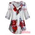 thumbnail image 2 of Gvmfive Women's Plus Size Notch V-Neck Roll-up Long Sleeve Blouse Casual Flowy Tunic Tops, 2 of 4