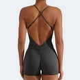 thumbnail image 3 of Women Backless Tummy Control Jumpsuits High Waist Workout Jumpsuits Sleeveless V Back Scrunch Yoga Rompers, 3 of 9