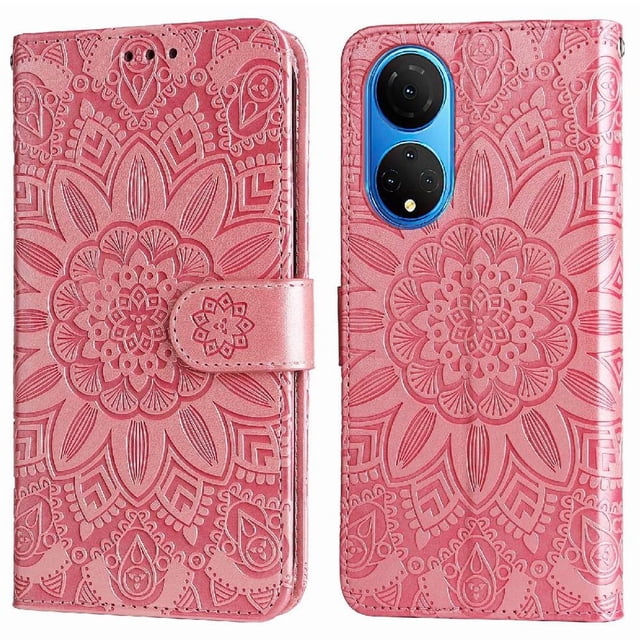 Funda tipo cartera GANGXUN para Honor X7 , diseño girasol, cuero PU, soporte, cierre magnético, tarjetero