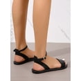thumbnail image 4 of Women Minimalist Ankle Strap Sandals, Elegant Black Flat Sandals, 4 of 5