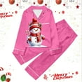 thumbnail image 2 of Tfken Christmas Sleepwear For Unisex Kids Size 5-6 Years Long Sleeve Daily Wear Shirts Pants Snowman Print Lapel Neck Pink Outfits Sets, 2 of 4