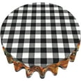thumbnail image 2 of Fall Tablecloth Round 70 Inch Black White Buffalo Plaid Table Cloth,Stain Resistance Polyester Thanksgiving Day Pumpkin Harvest Table Covers for Kitchen Dining,Small Tablecloth for Party Picnic, 2 of 6