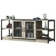 thumbnail image 1 of Centro de entretenimiento industrial para TV 65/75'' - Puertas de malla y gabinete de almacenamiento - Consola resistente para sala de estar - Acabado farmhouse - 1.6m gris rústico, 1 of 8