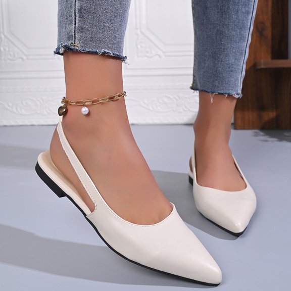 Norvail Womens Pointed Toe Flat Low Cut Back Strap Mid Heel Sandals, Wide Foot Sandals for Women Dressy, Comfortable Dress Heels for Office Wedding Summer