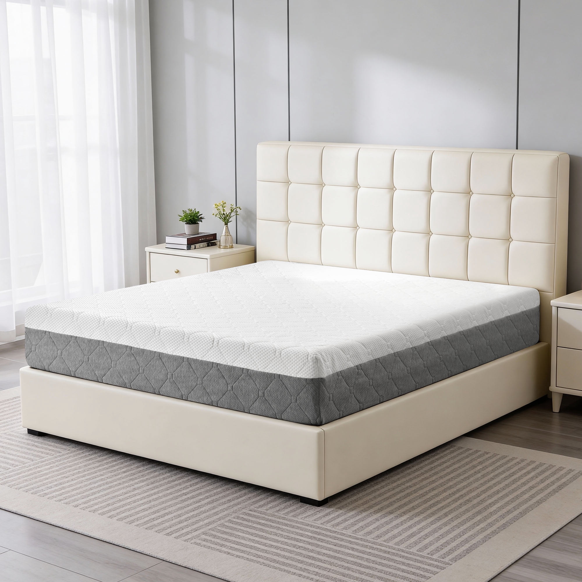 10 Inch King Size Medium Firm Mattress, with Gel Memory Foam for Cooling Night Sleep Pressure Relief & Comfort Sleep, CertiPUR-US Certified