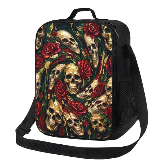 Gothic Skull Lunch Bag Insulated Reusable Lunch Box Cooler Thermal Tote Bag For Men Women Office Work Picnic Travel