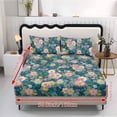 thumbnail image 5 of ZIATUBLES Vintage Floral Print Twin Size Sheet Set 3 Pcs, 1 Fitted Sheet and 2 Pillowcases, Soft Bed Sheets with Elasticized 9.8" Pocket Breathable Comfy Cooling Bedding Set, 5 of 9