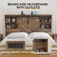thumbnail image 4 of VanAcc Full Size Wooden Platform Storage Bed Frame with 51.2" Wood Bookcase Headboard(Rustic Brown), 4 of 7
