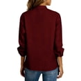 thumbnail image 5 of FRSASU Womens Tops Long Sleeve V Neck Loose Solid Color Casual Beach Pullover Shirts Wine, 5 of 7