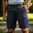 thumbnail image 2 of Fewfanhot Men's Big & Tall Multi-Pocket Cargo Shorts, Elastic Waist Drawstring Casual Outdoor Summer Shorts, S-5XL, 2 of 5