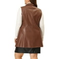 thumbnail image 3 of Agnes Orinda Women's Plus Size Notched Lapel Sleeveless Casual PU Jacket Vest, 3 of 7