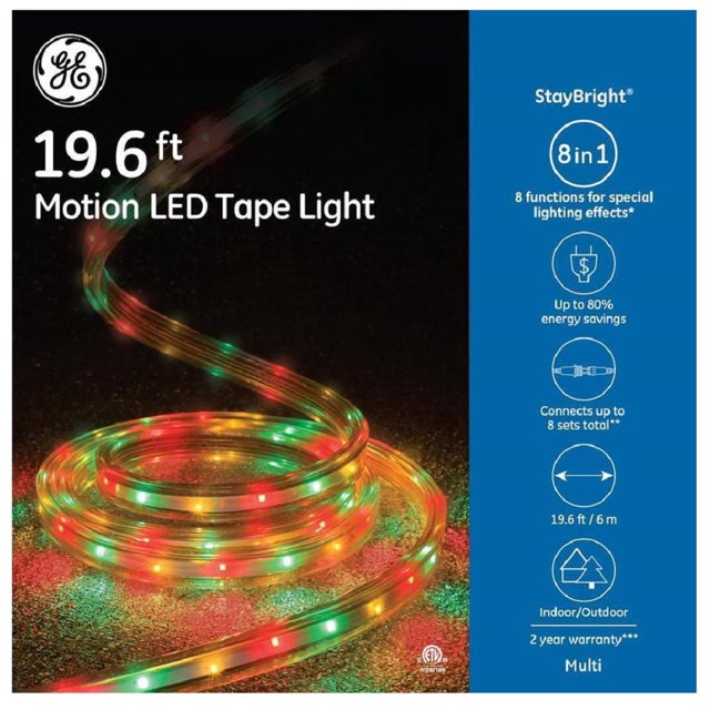 GE StayBright 216 Count Multicolor LED Plug In Christmas Rope Lights