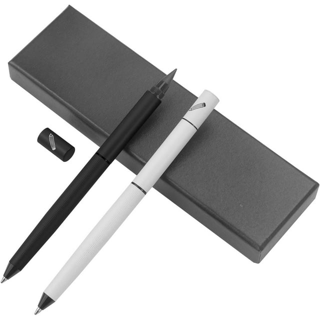 shiyou-2PCS Ballpoint Pen + Pencil, Multi-Function Medium Point Boligrafos, Dual-ended Pen with Black Ink for School with Gift Box, Office Work Pens for Meeting Recording, Handwritten Drafts, White+B