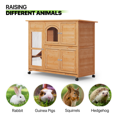 thumbnail image 5 of Magshion 47.5" Wood Rabbit Hutch Bunny Cage, Outdoors & Indoors Weatherproof Two Layer Pet Housr for Small Animal with Wheel, Natural, 5 of 10