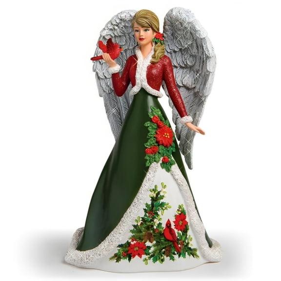 The Hamilton Collection  Brilliant Devotion Angel and Cardinal Figurine 7.5"