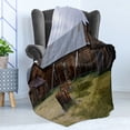thumbnail image 4 of United States Soft Flannel Fleece Throw Blanket, California Old Barn of a Country House American Rural View, Cozy Plush for Indoor and Outdoor Use, 50" x 70", Olive Green Purple Grey, by Ambesonne, 4 of 5