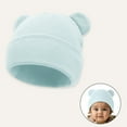 thumbnail image 2 of YWOAGH Kids Hats & Caps Winter Knitted Hat For Kids With Adorable Bear Ears Soft Stretchy Warm Cap For Boys And Girls Sky Blue 0-3, 2 of 6