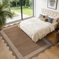 thumbnail image 3 of HIWEAVERBrown5' x 7' Scalloped-edge Easy Jute Area Rug for Living Room Modern Bordered Indoor Outdoor Neutral Carpet for Patios Non Slip Washable Throw Mat for Home Decor, 3 of 7