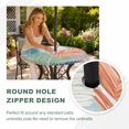 thumbnail image 4 of Round Outdoor Tablecloth with Umbrella Hole and Zipper, Orange Green Blue Palm Leaves Tablecloth with Elastic Waterproof, Summer Tropical Botanical Patio Table Covers for 36" - 44" Pool Tables, 4 of 9