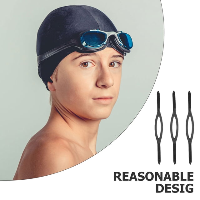 FESTFENDS 3Pcs Swim Goggle Strap Black Silicone Elastic Band Removable Replacement Parts