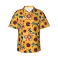 thumbnail image 1 of Balery Bohemian Sunflower Camisas hawaianas de manga corta para hombre, camisas playeras de corte holgado, camisas de vacaciones con botones,3X-Large, 1 of 7