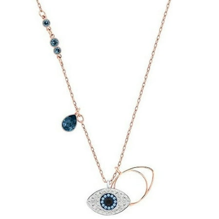 Simulated Crystal Drop Necklace - Genuine Crystal Evil Eye Drop Necklace
