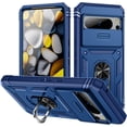 thumbnail image 1 of KOMI for Google Pixel 8 Pro Case Military Grade Drop Shock Protection Cell Phone Cover with Slide Camera Cover Built-in 360° Rotate Ring Stand for Pixel 8 Pro 6.7 Blue, 1 of 5