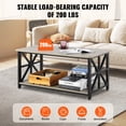 thumbnail image 5 of VEVOR 40" Farmhouse Coffee Table, Rectangle Coffee Table with Open Storage Compartment, Wooden Rustic Cocktail Table for Living Room, Bedroom, Apartment, Studio, Brown & Black, 5 of 9