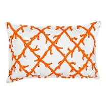 Greendale Home Fashions 22" x 14" Orange Lattice Cotton Canvas Decorative Pillow