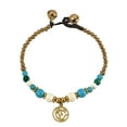 thumbnail image 4 of Mystical Aum or Om Blue Turquoise and Brass Beads Jingle Bell Bracelet, 4 of 5