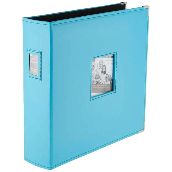 Pioneer Photo Albums T-12JF/C Jumbo 3-Ring Sewn Leatherette Frame Cover Memory Book Binder, Bright Blue