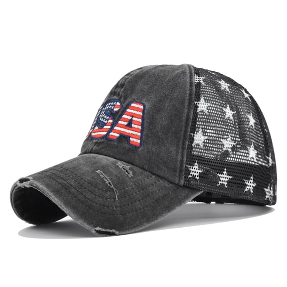 USA 250th Anniversary Trucker Hat Patriotic Distressed BaseballHat with Star Mesh Back for Independence Day America 250 Celebration Unisex